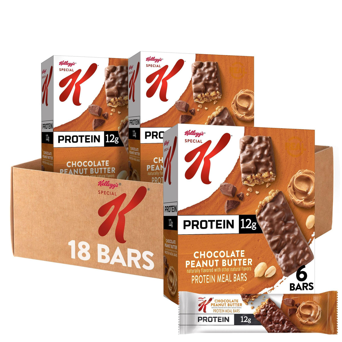 Special K Bar Protein Meal Bars, 12g Protein – Chocolate Peanut Butter (3 Boxes)