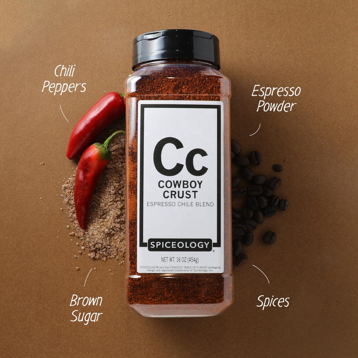 Spiceology Cowboy Crust Espresso Chile Seasoning – Bold Coffee Rub for Beef, Pork, Chicken, Steak & Ribs | Freshly Ground, 16 oz