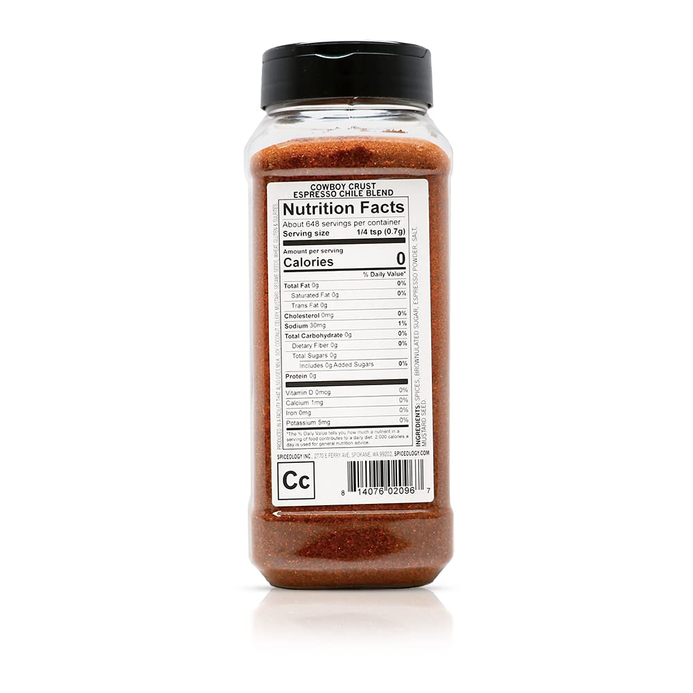 Spiceology Cowboy Crust Espresso Chile Seasoning – Bold Coffee Rub for Beef, Pork, Chicken, Steak & Ribs | Freshly Ground, 16 oz