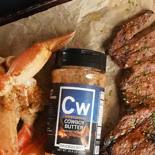 Spiceology Derek Wolf Cowboy Butter Seasoning – Bold Butter Flavor with Garlic, Paprika & Mustard – 10.4 oz