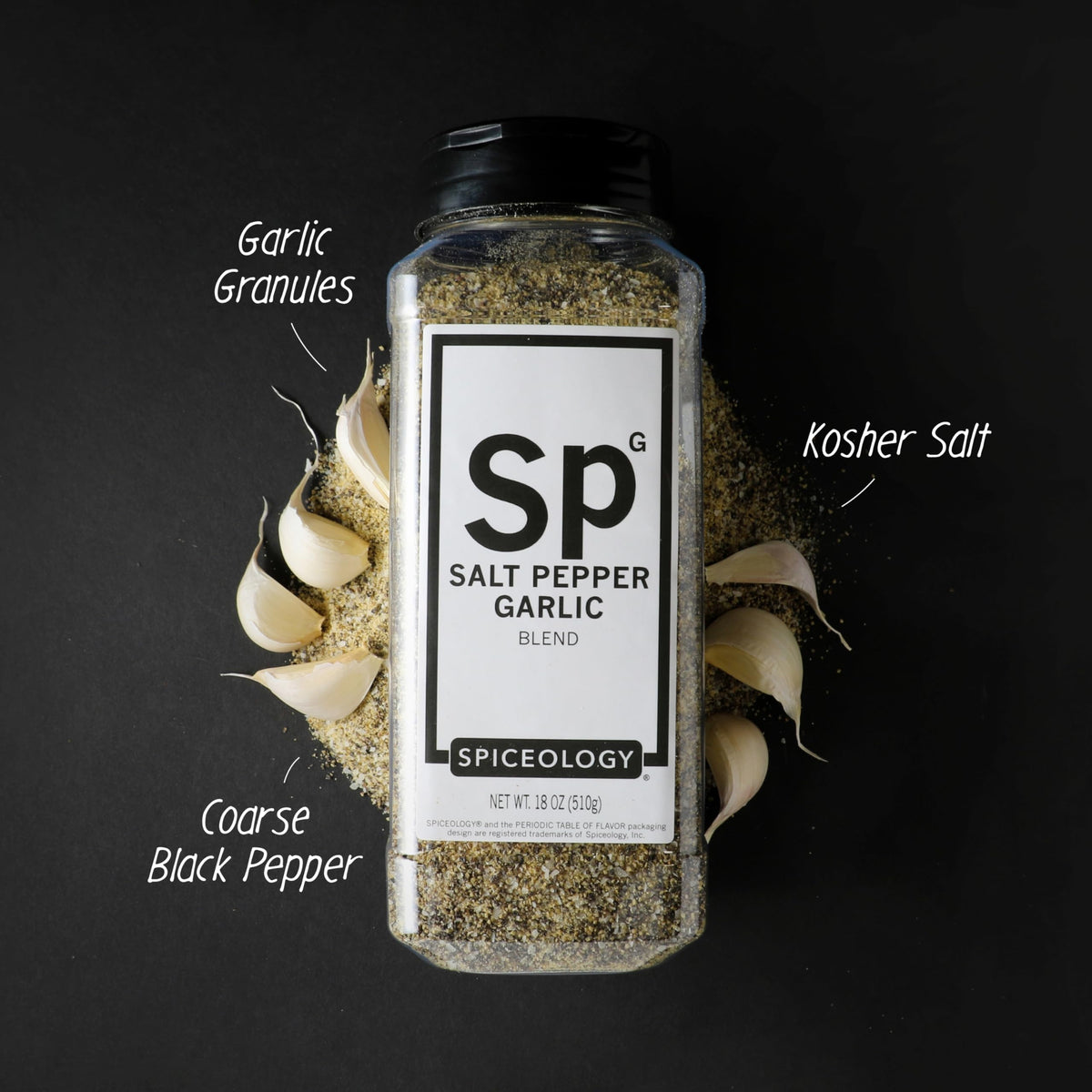 Spiceology SPG Salt Pepper Garlic Seasoning – 18 oz – Premium Steak Rub, BBQ & All-Purpose Meat Seasoning