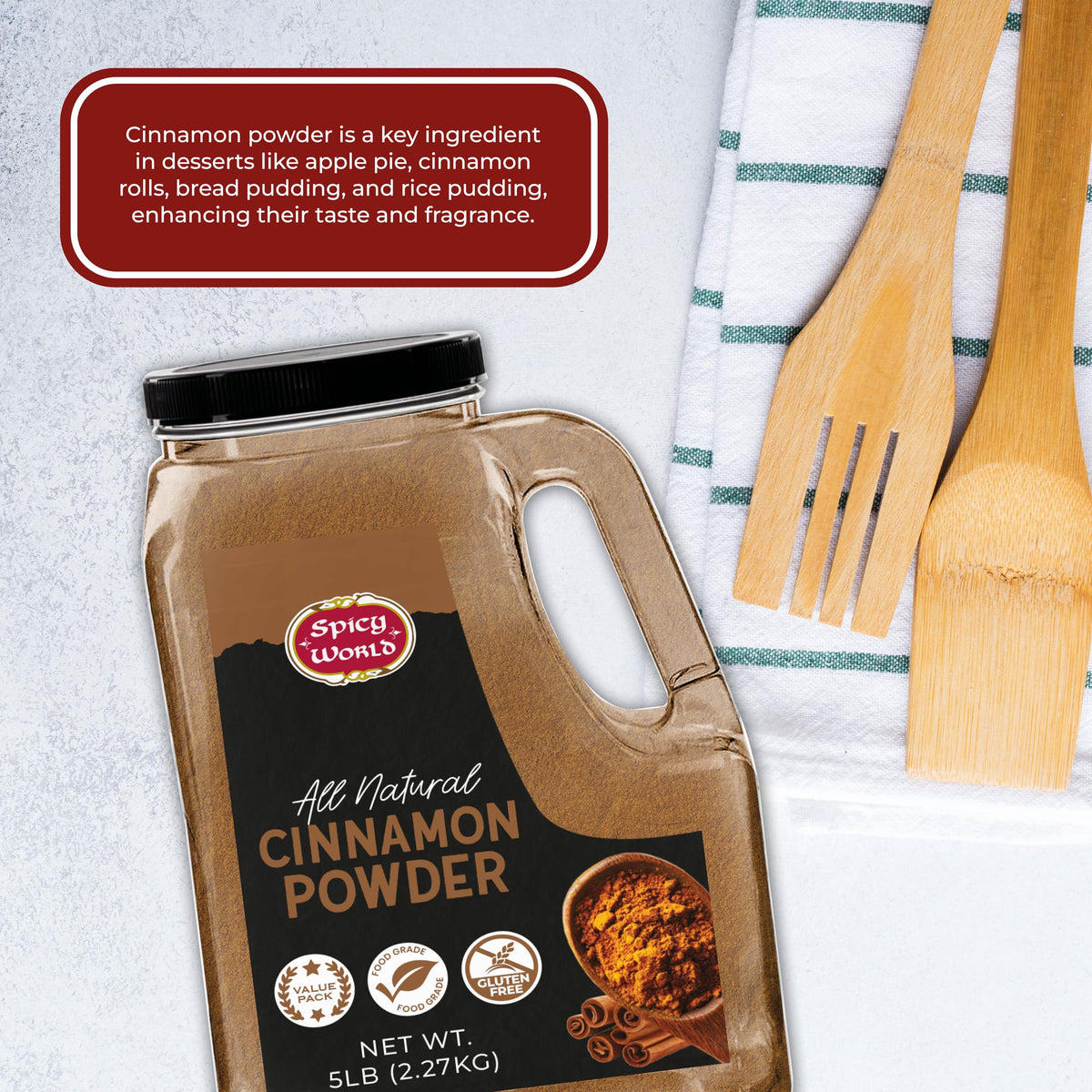 Spicy World Cinnamon Powder 5 lb Jar – Ground Cassia for Baking & Beverages