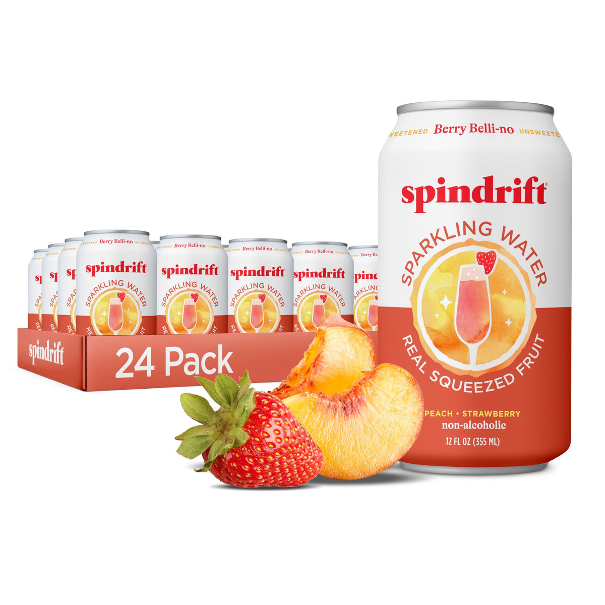 Spindrift Berry Belli-no Sparkling Water — Real Fruit Flavor, 24-Pack, 13 Calories per Can