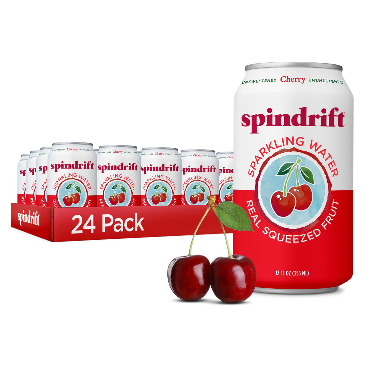 Spindrift Cherry Sparkling Water | Real Squeezed Fruit, 21 Cal per Can
