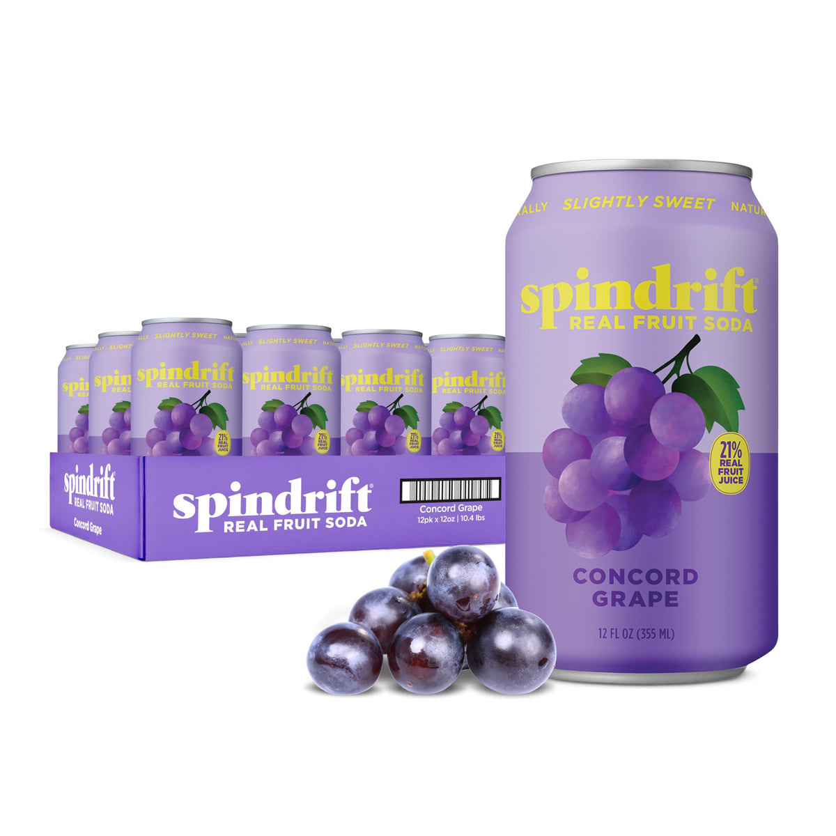 Spindrift Concord Freeze Grape Soda — Real Squeezed Fruit, 0g Added Sugar, 12-Pack