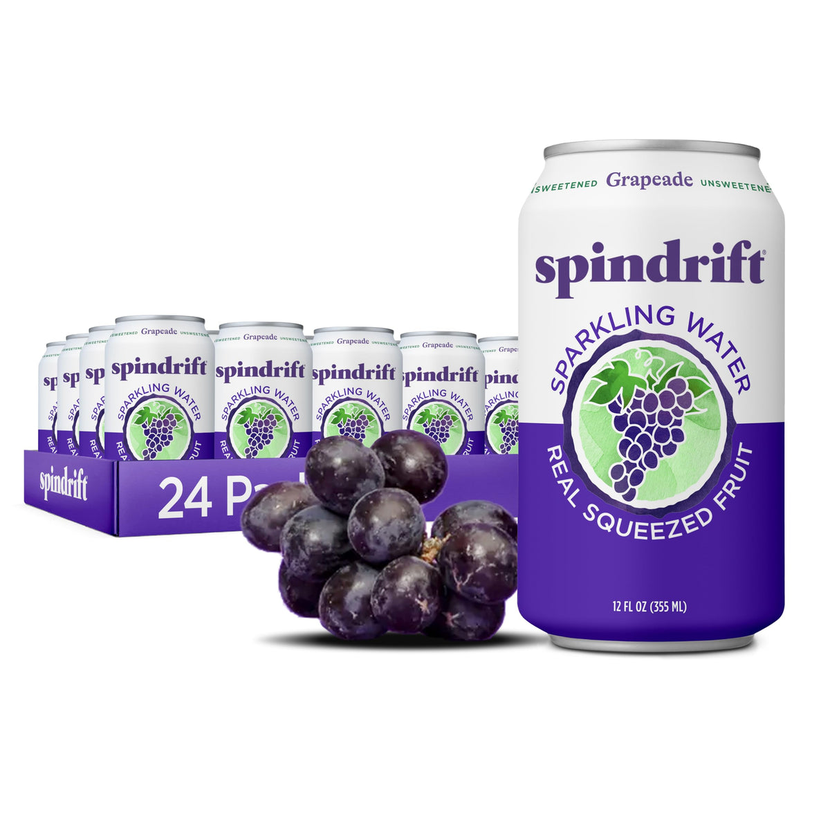 Spindrift Grapeade Can 12 oz – Pack of 24 | Real Fruit Sparkling Water