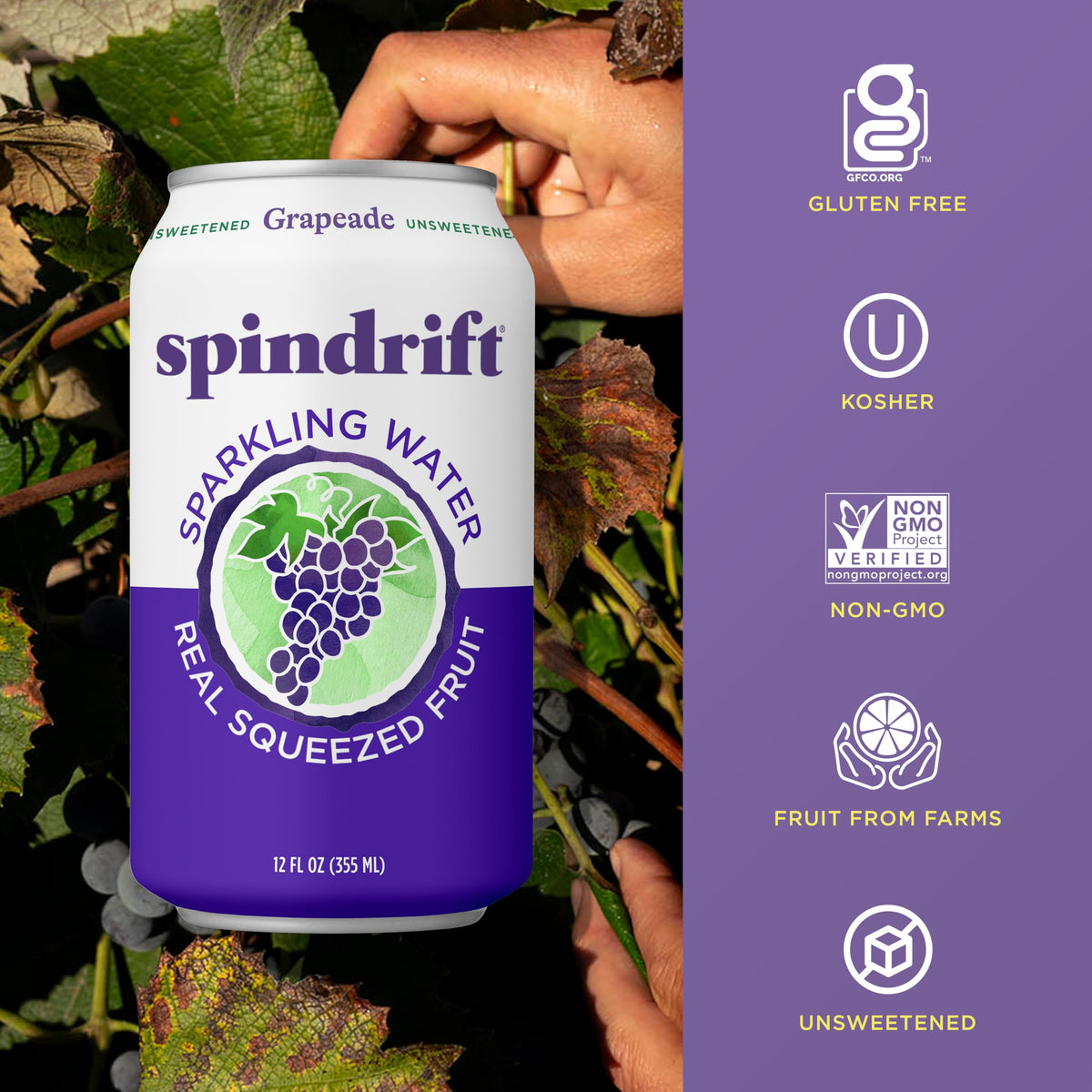 Spindrift Grapeade Can 12 oz – Pack of 24 | Real Fruit Sparkling Water