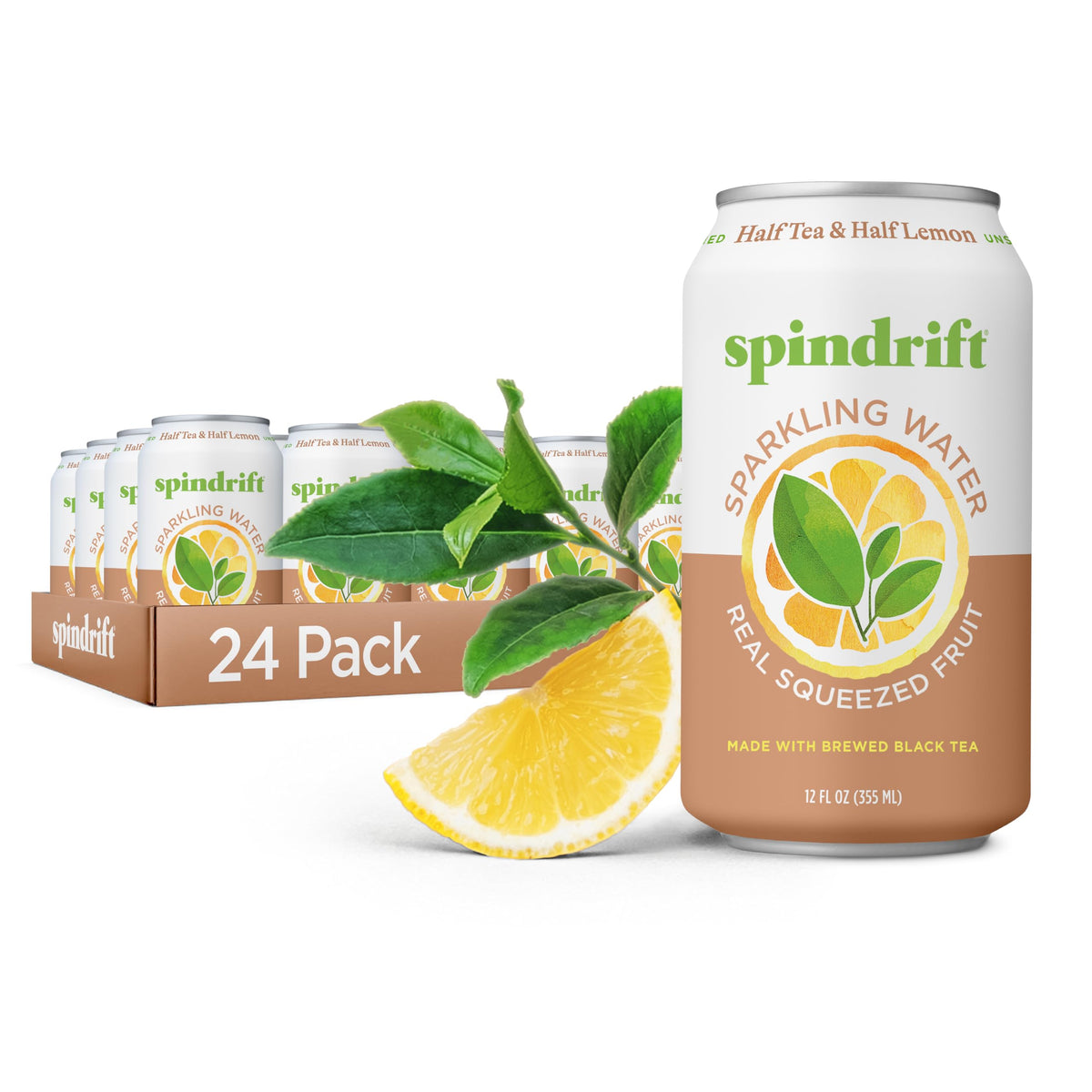 Spindrift Half Tea & Half Lemon Sparkling Water – Real Lemon, Real Tea, 5 Calories