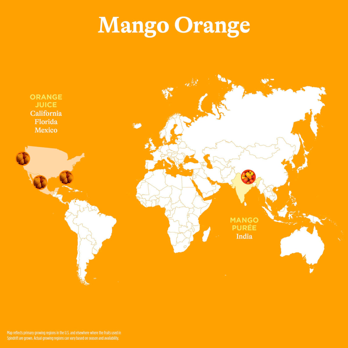 Spindrift Mango Orange Sparkling Water – Real Orange & Alphonso Mango Purée, 7% Juice, 12 Calories
