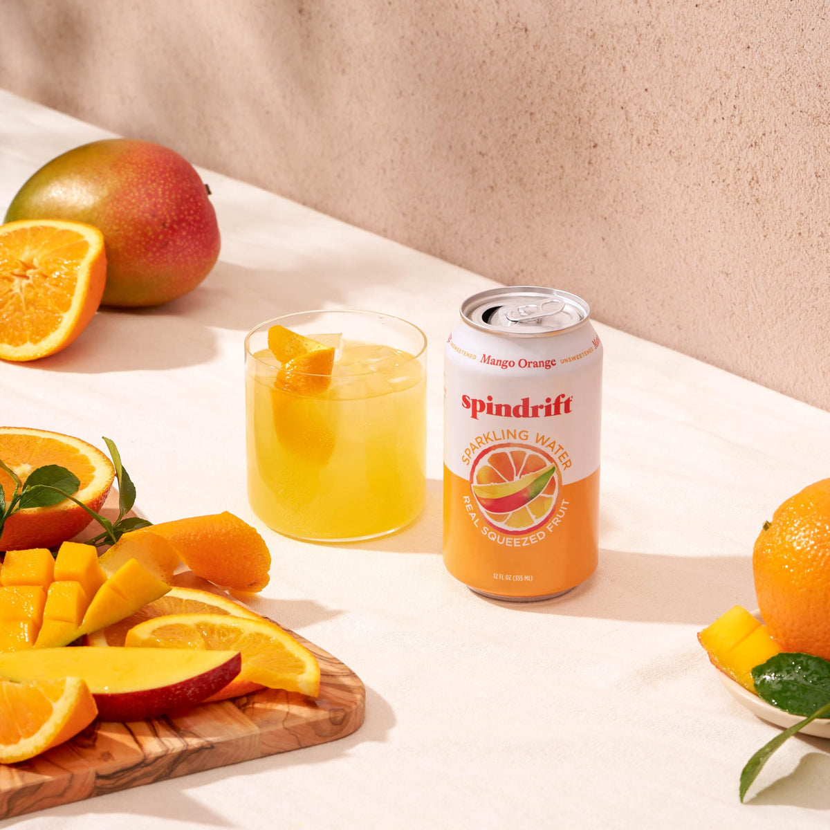 Spindrift Mango Orange Sparkling Water – Real Orange & Alphonso Mango Purée, 7% Juice, 12 Calories
