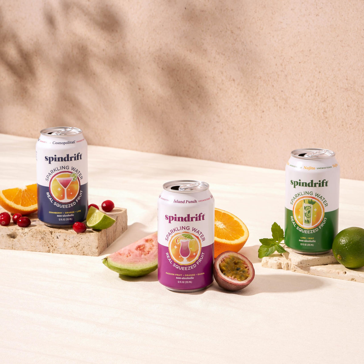 Spindrift Mocktail Variety Pack—24 Pack, 12 oz Cans, Real Fruit Sparkling Water