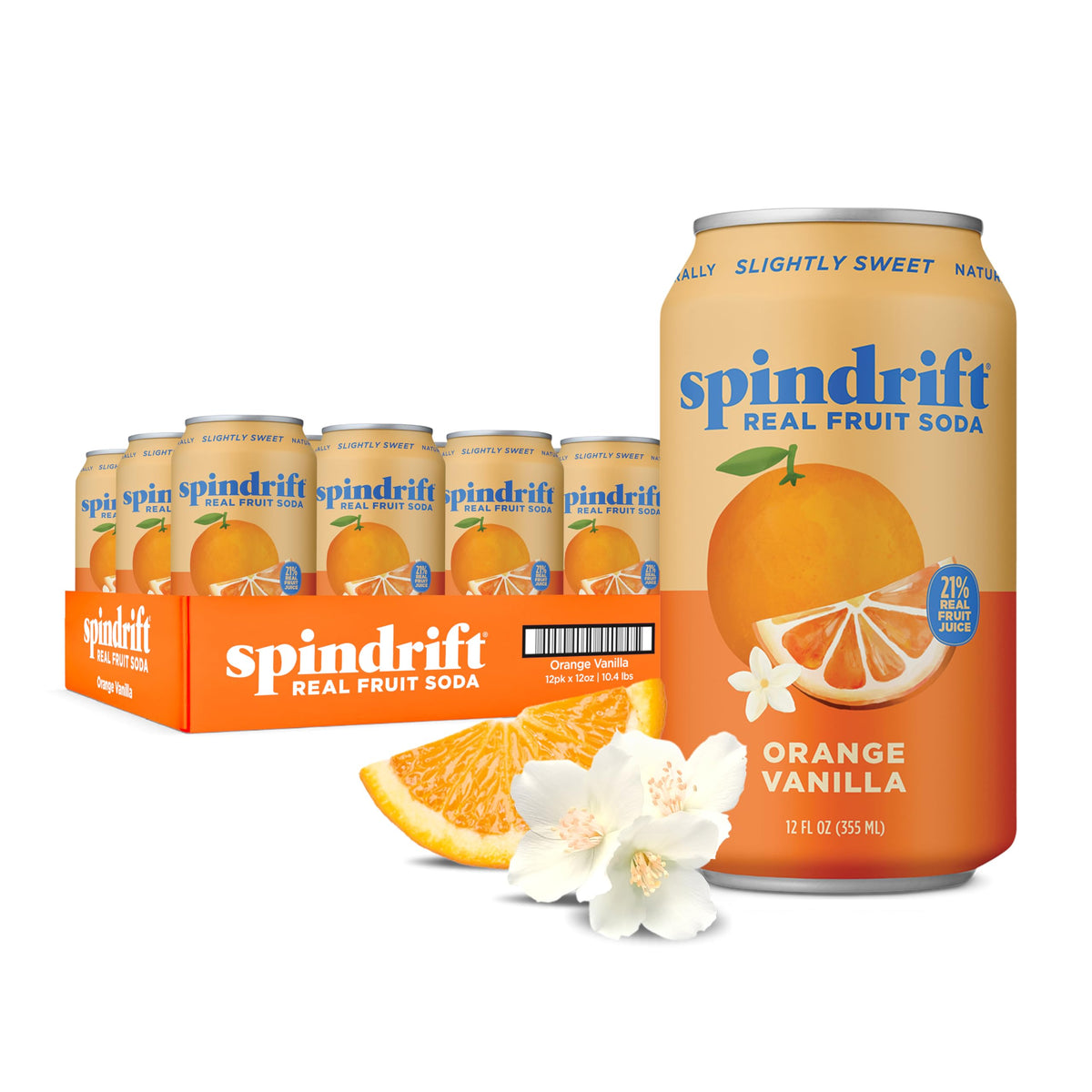 Spindrift Orange Cream Float – Real Squeezed Orange Vanilla Soda (12 Pack)