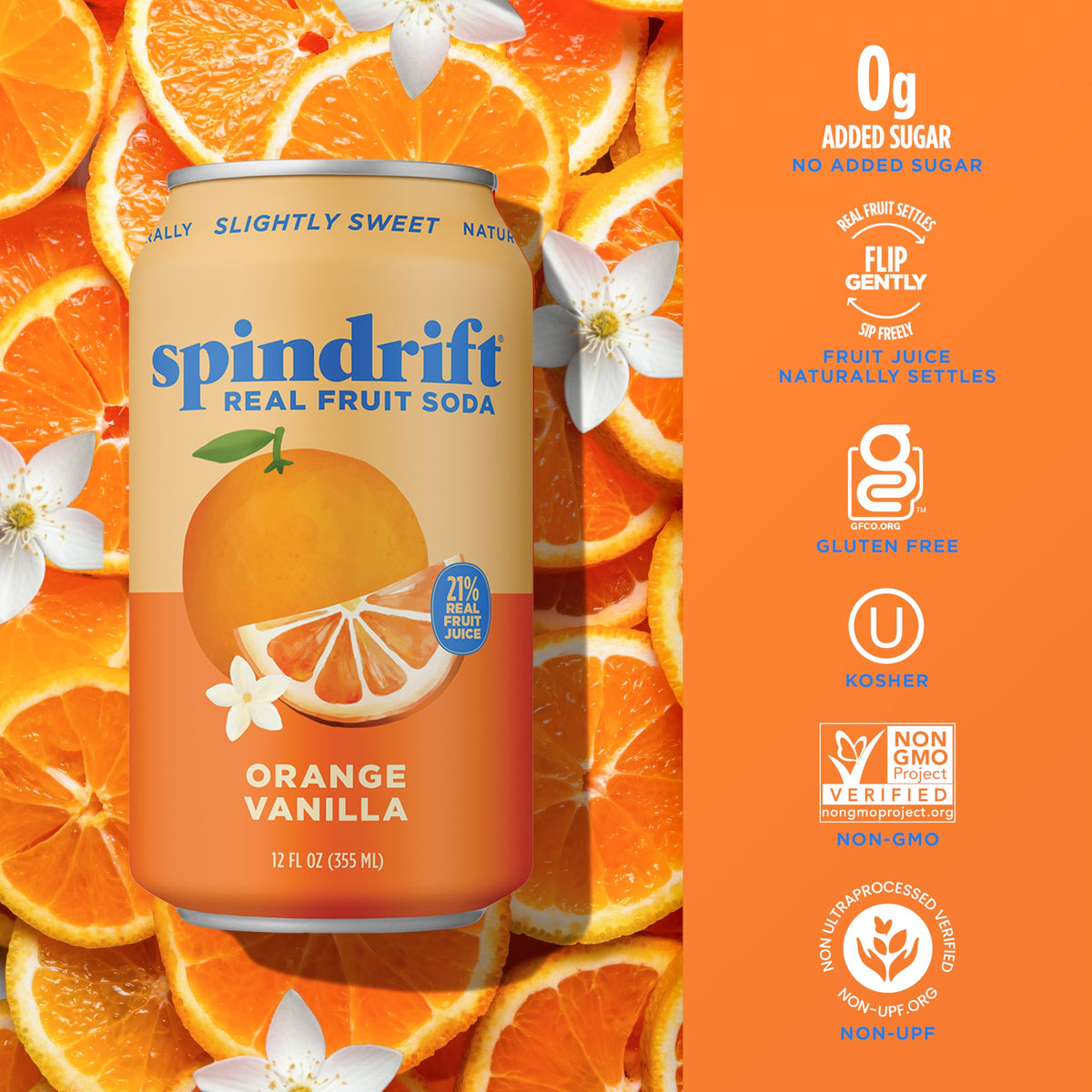 Spindrift Orange Cream Float – Real Squeezed Orange Vanilla Soda (12 Pack)