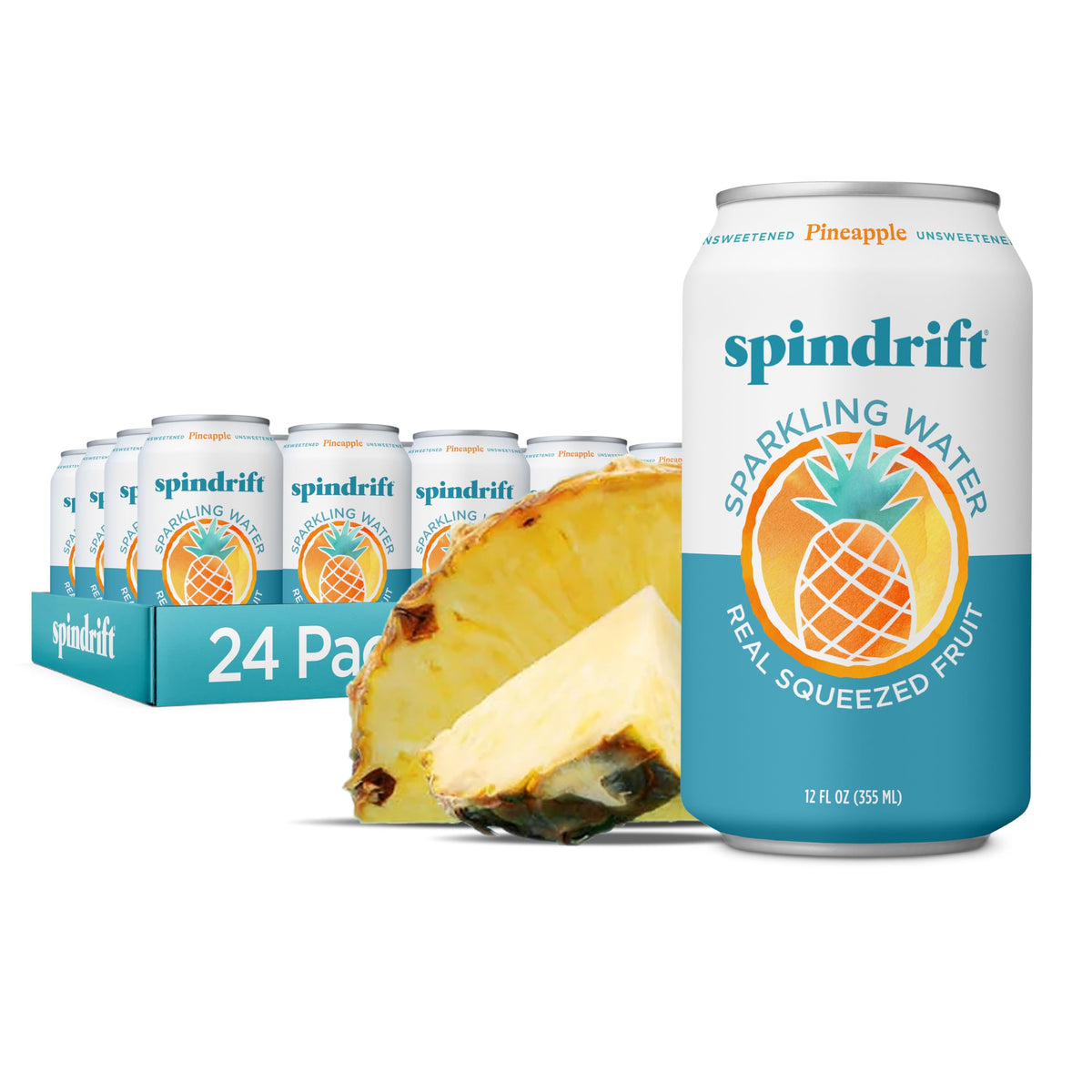 Spindrift Pineapple Sparkling Water – 12oz Cans (Pack of 24)