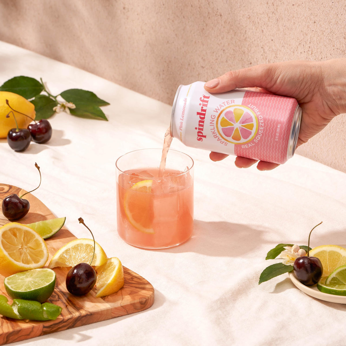 Spindrift Pink Lemonade – Sparkling Water with Real Fruit, 12 oz Can (24 Pack)