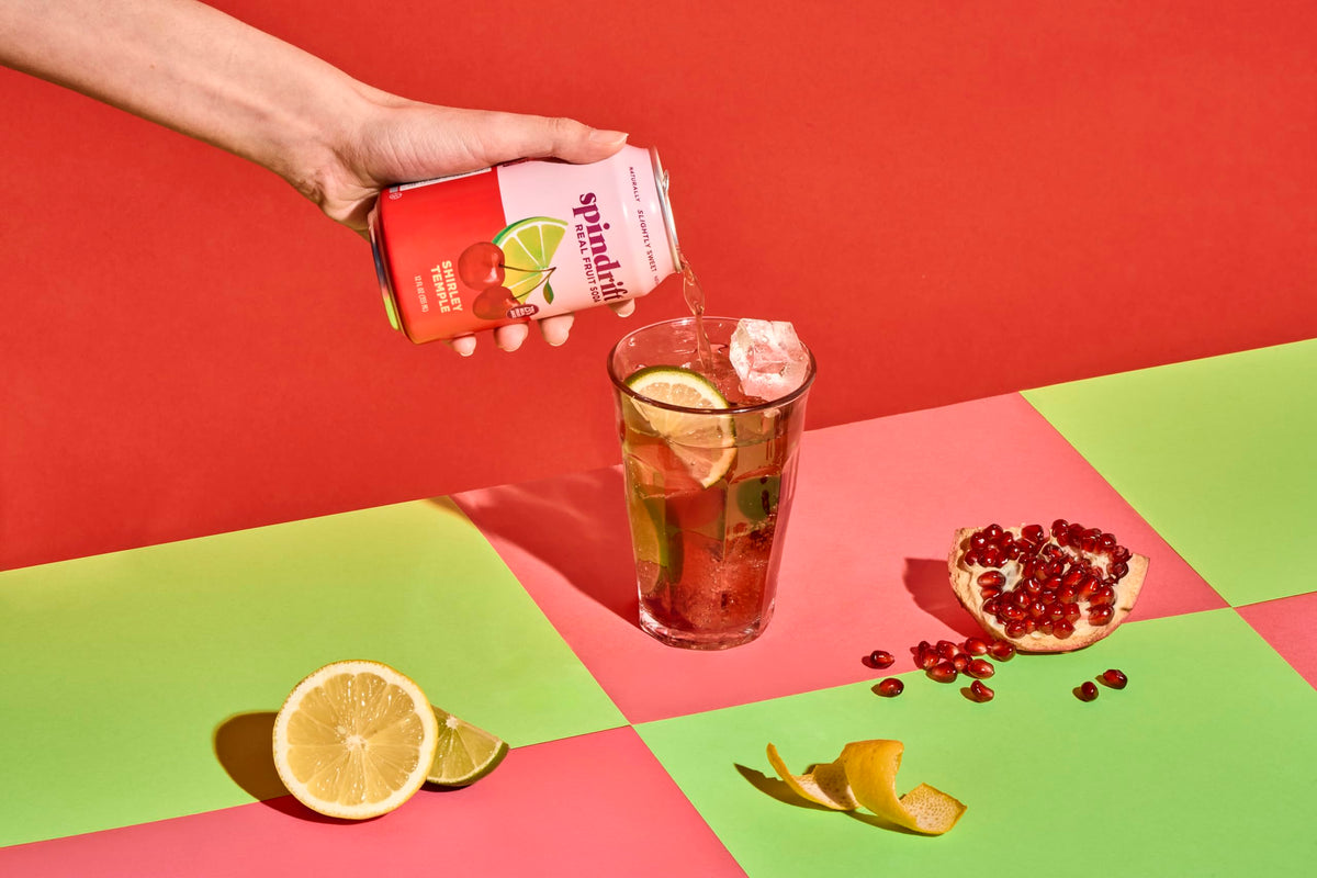 Spindrift Shirley Temple Cherry Citrus Soda – Real Squeezed Fruit, 12 Pack