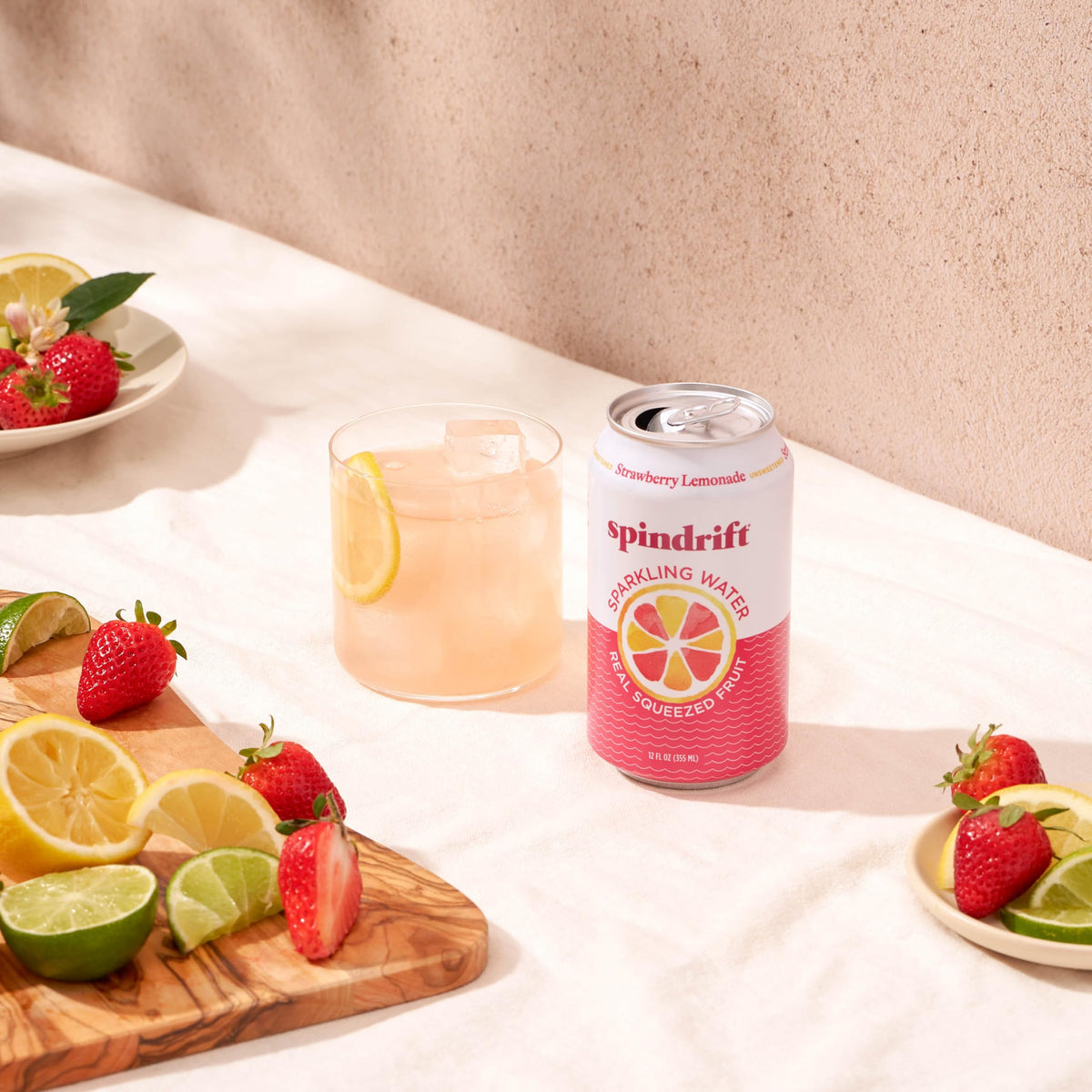 Spindrift Strawberry Lemonade Can – 24 Pack, 12 oz | Real Fruit Sparkling Water