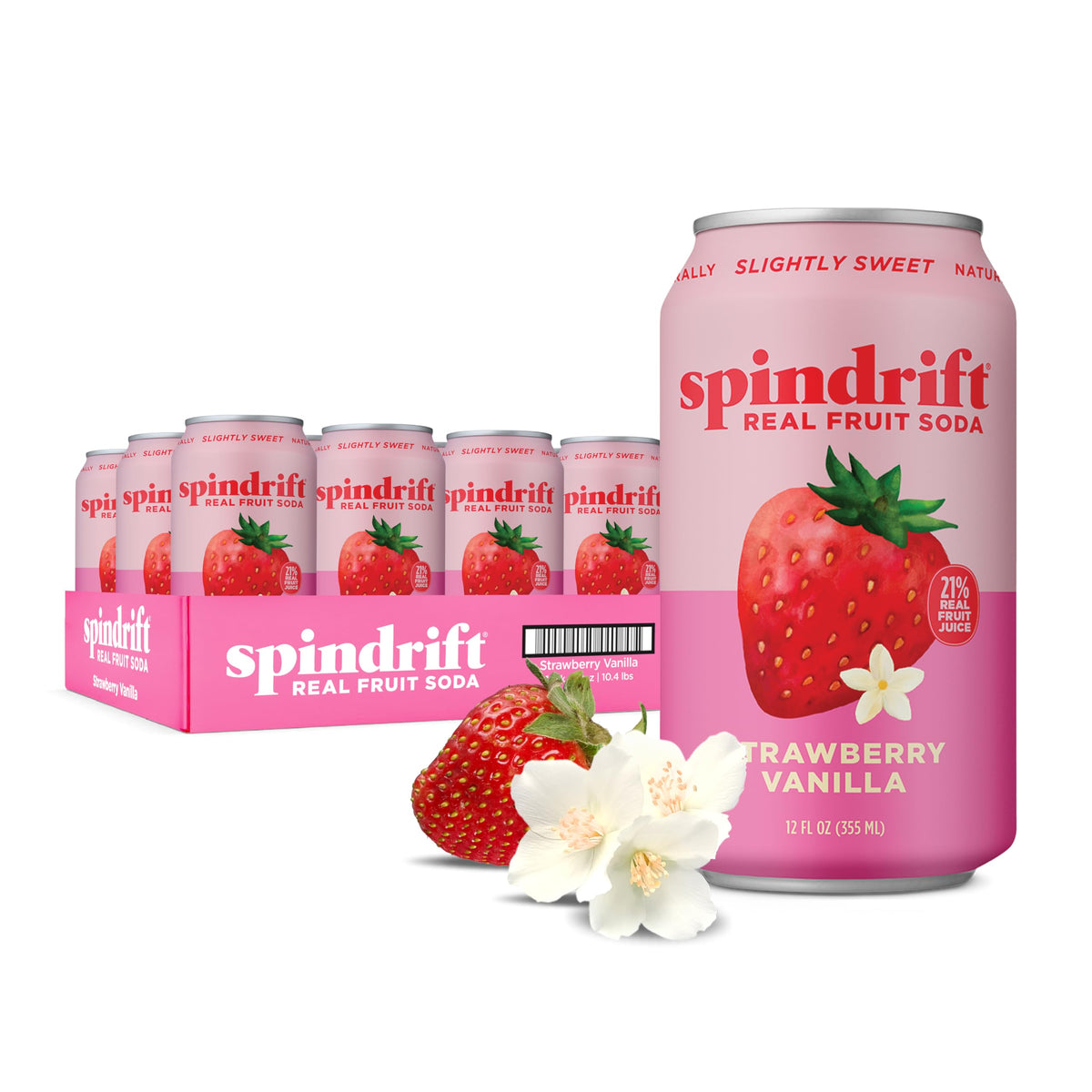 Spindrift Strawberry Shortcake Soda with Real Squeezed Fruit – 12 Pack