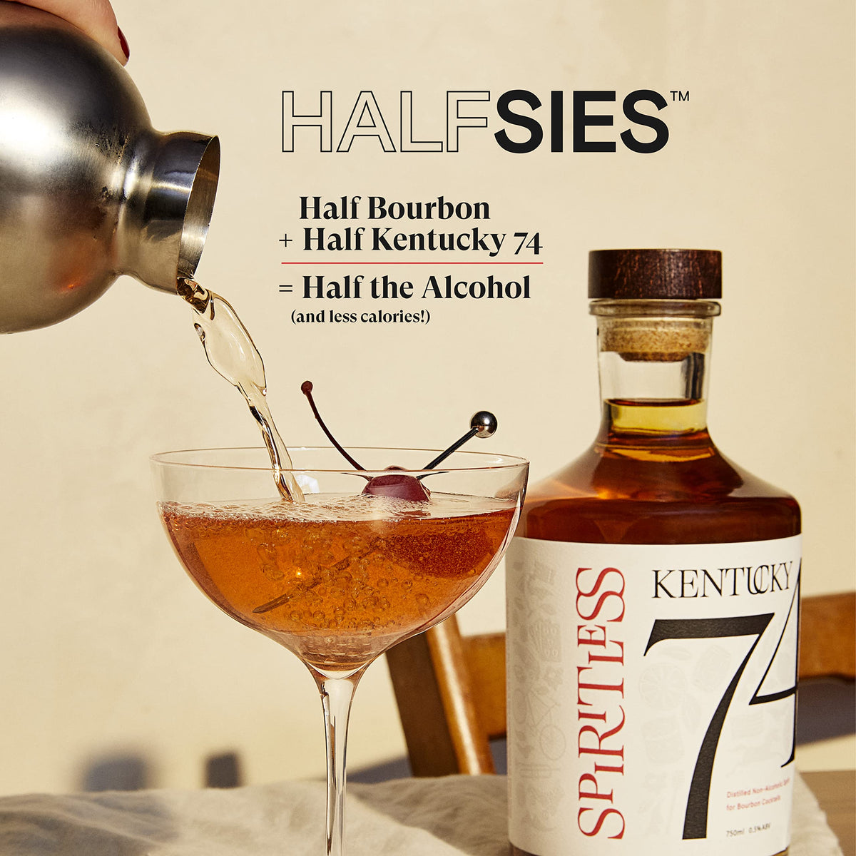 Spiritless Kentucky 74 Non-Alcoholic Bourbon Whiskey Spirit — 375ml Bottle, Made in Kentucky