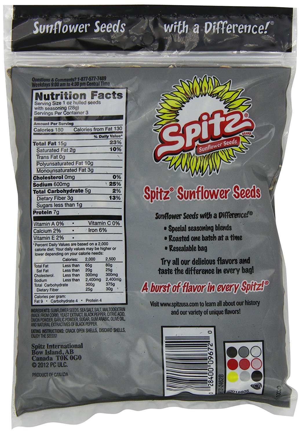 Spitz Sunflower Seeds Variety Bundle – 5 Flavors, 6 oz Bags (30 oz Total)