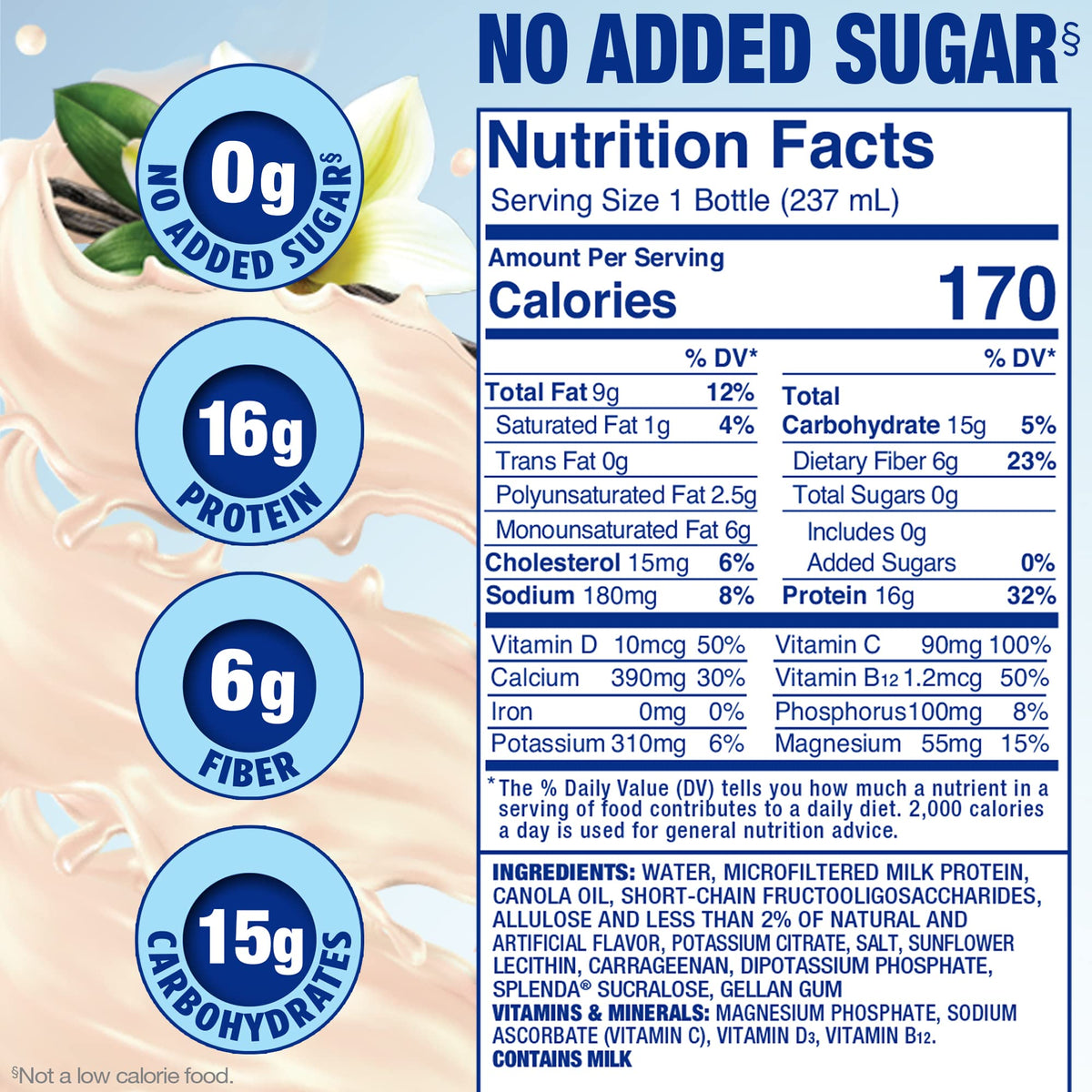 SPLENDA Diabetes Care Shakes – Creamy French Vanilla Meal Replacement, 8 oz, Pack of 24