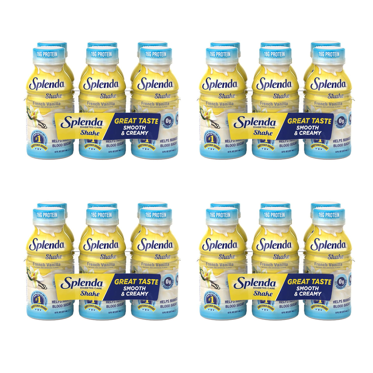 SPLENDA Diabetes Care Shakes – Creamy French Vanilla Meal Replacement, 8 oz, Pack of 24