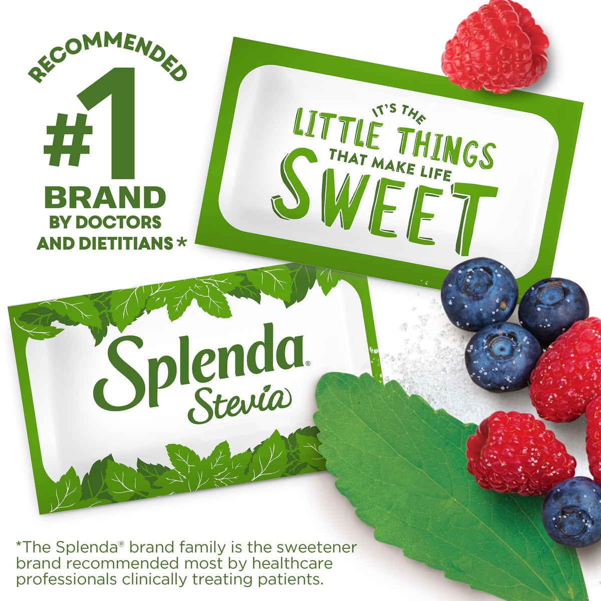 SPLENDA Stevia Zero Calorie Sweetener — Granulated Powder & 1000 Single-Serve Packets