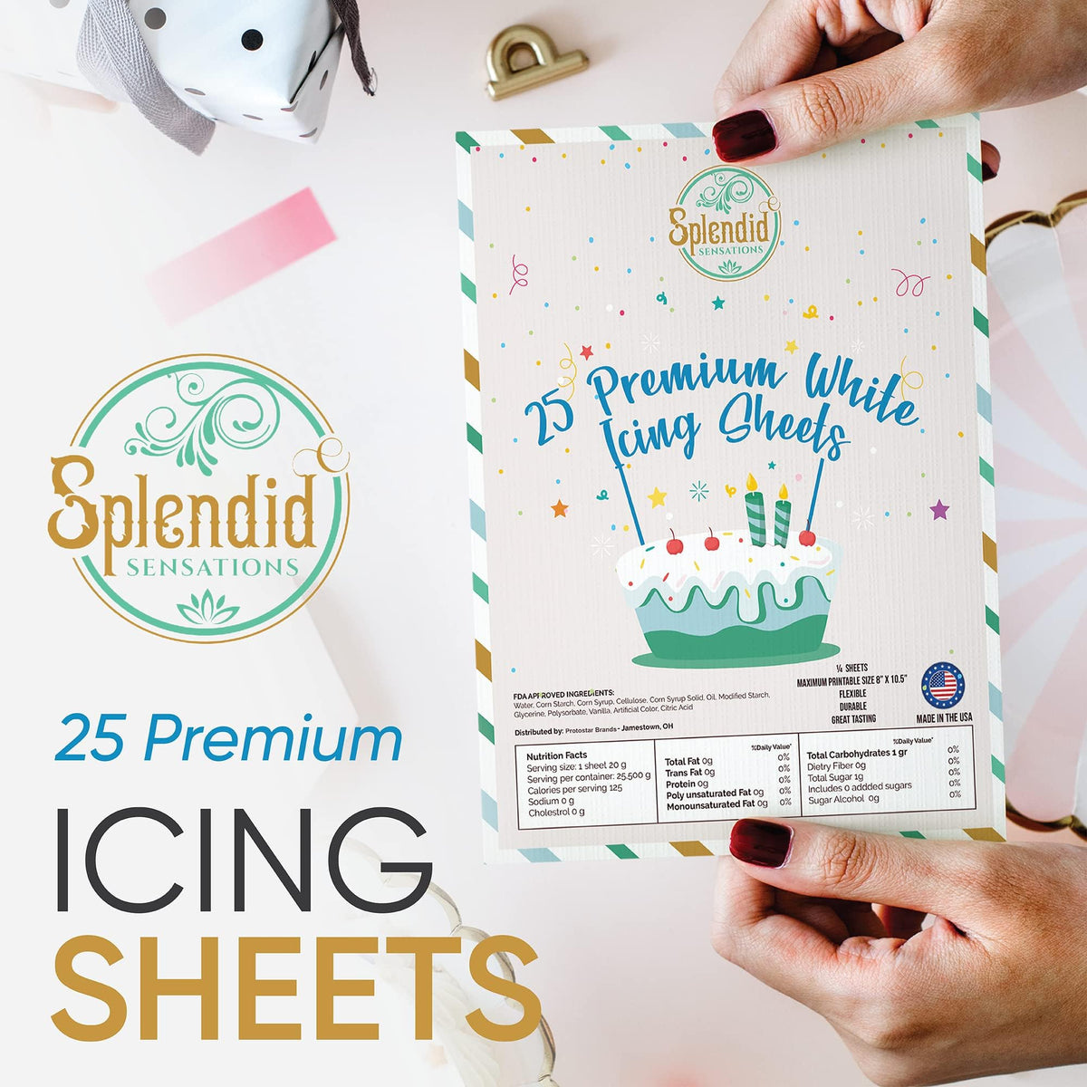 Splendid Sensations 25-Count Edible Paper & Frosting Sheets for Cakes & Cookies