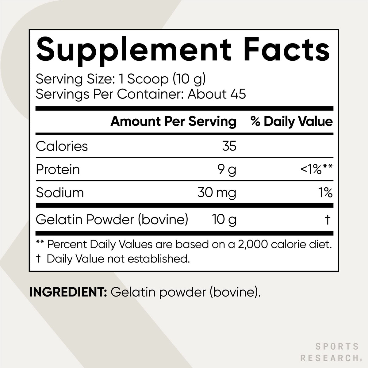 Sports Research Gelatin Collagen Cooking Powder – Pasture-Raised Beef, Keto Certified & Non-GMO