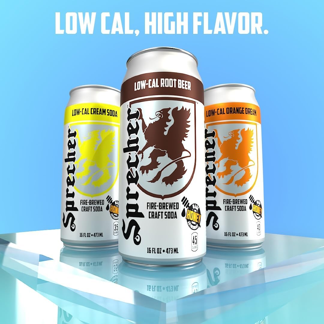 Sprecher Low Cal Root Beer Soda – Fire-Brewed Craft, Real Honey, 16 oz Cans (12 Pack)