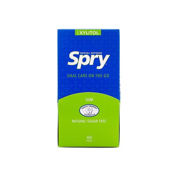 Spry Fresh Natural Xylitol Gum – Dental Defense, Aspartame-Free, Sugar-Free, 400 Pieces (2-Pack)