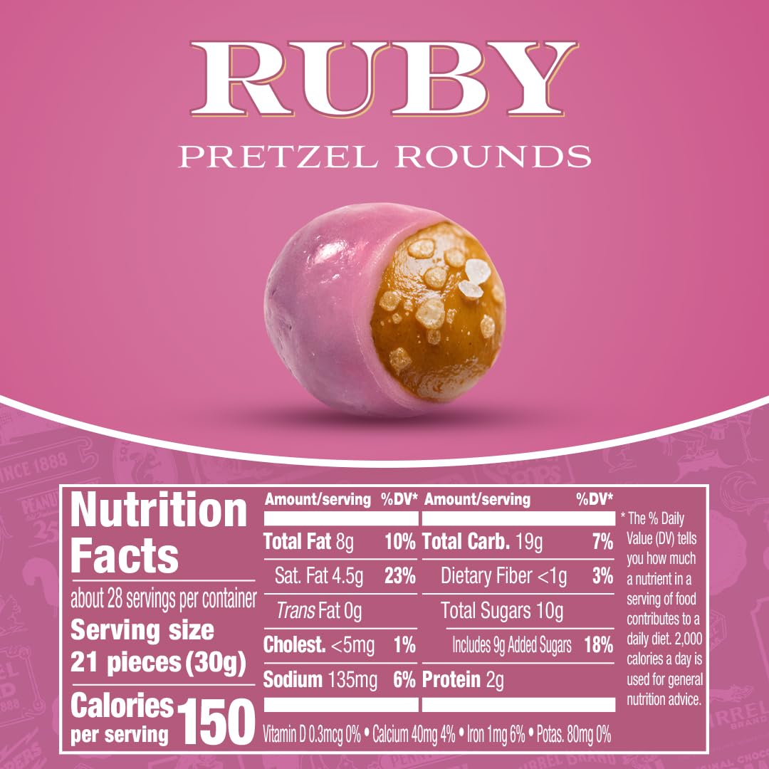 Squirrel Brand Ruby Cacao Pretzel Rounds – 30oz Resealable Jar, Sweet & Salty Gourmet Snack