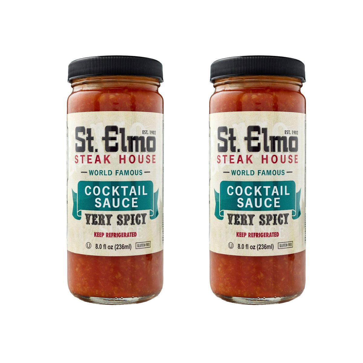 St. Elmo Cocktail Sauce – Extra Spicy, 8 oz, 2 Pack | World Famous Seafood Sauce