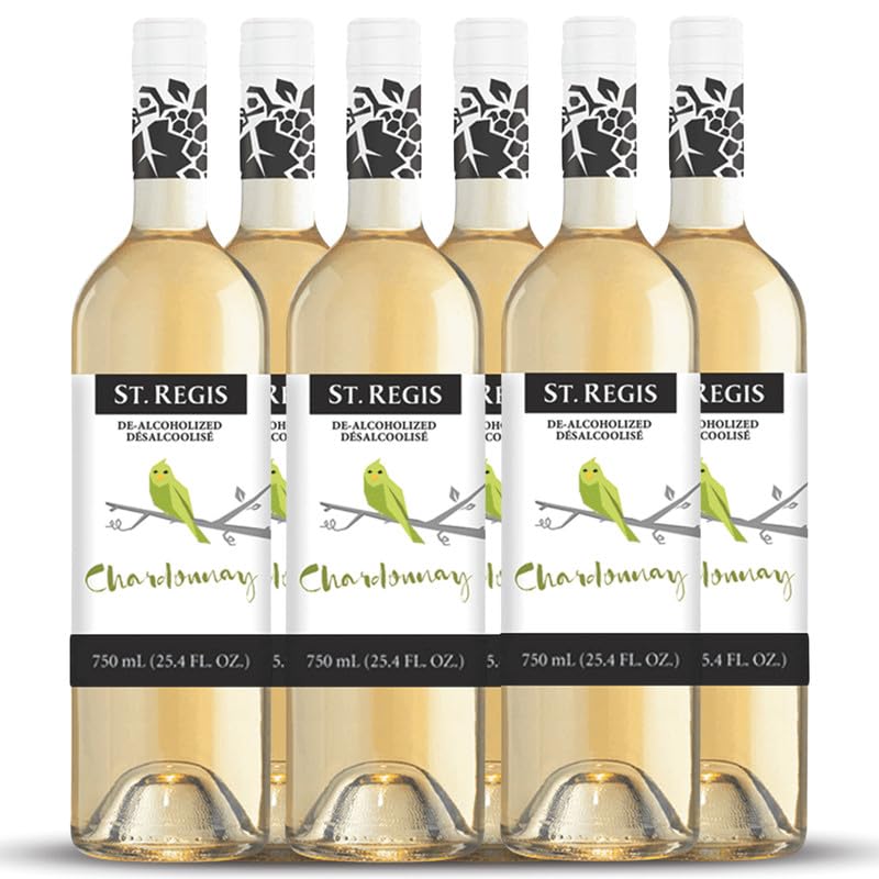 ST. REGIS Non-Alcoholic Chardonnay 25.4 Fl Oz (6 Pack) – Low Calorie & Sugar | North Spain Vineyards