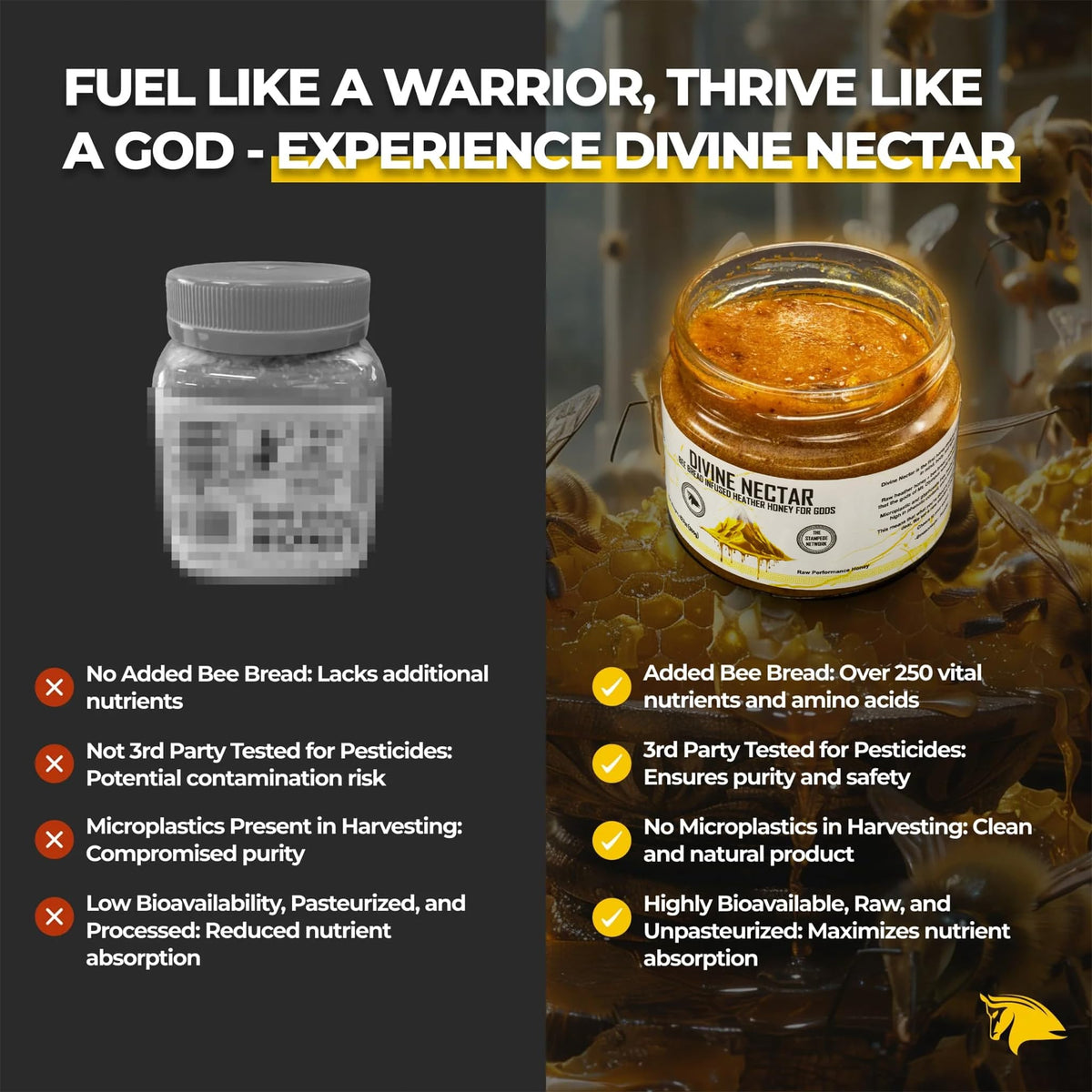 Divine Nectar Bee Bread Infused Heather Honey by The Stampede Network | Raw & Pure Energy