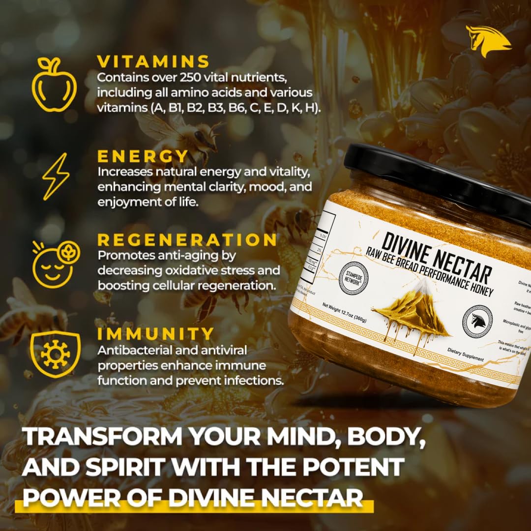 Divine Nectar Bee Bread Infused Heather Honey by The Stampede Network | Raw & Pure Energy