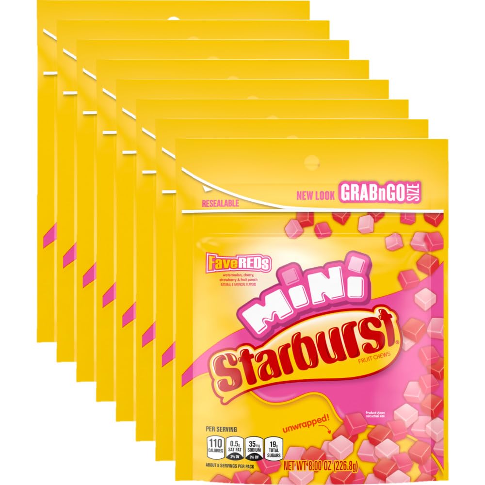 STARBURST FaveREDS Minis Candy – 8oz Bags (Pack of 8) | Fruit Chews Bulk