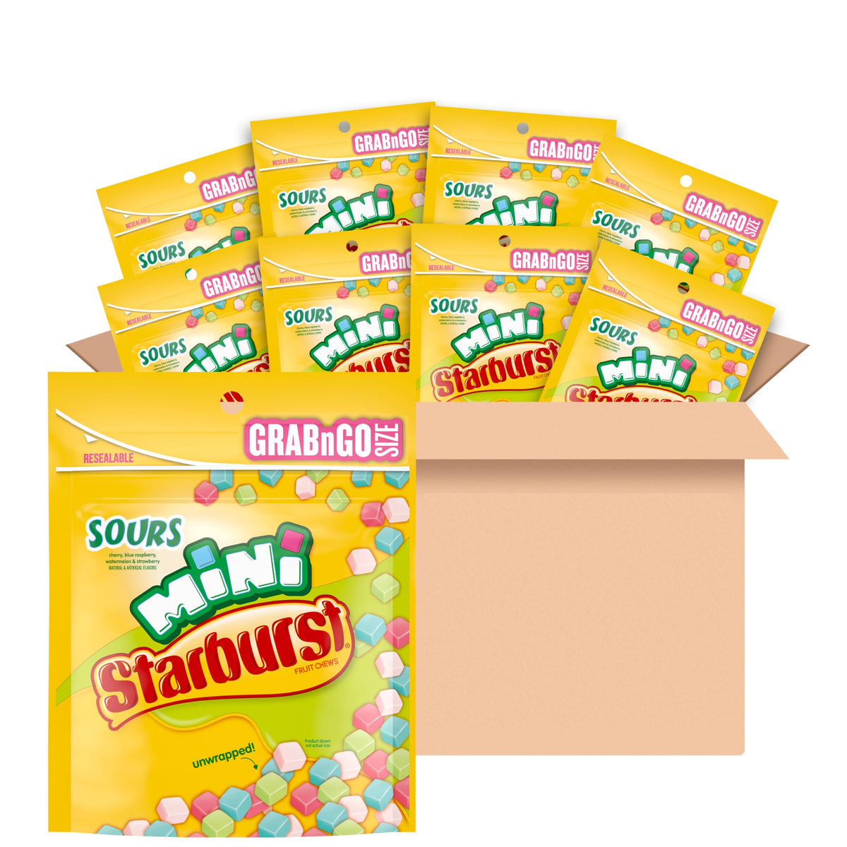 STARBURST Minis Sours 8oz Pack (8 Bags) – Sour Fruit Chews Bulk Candy