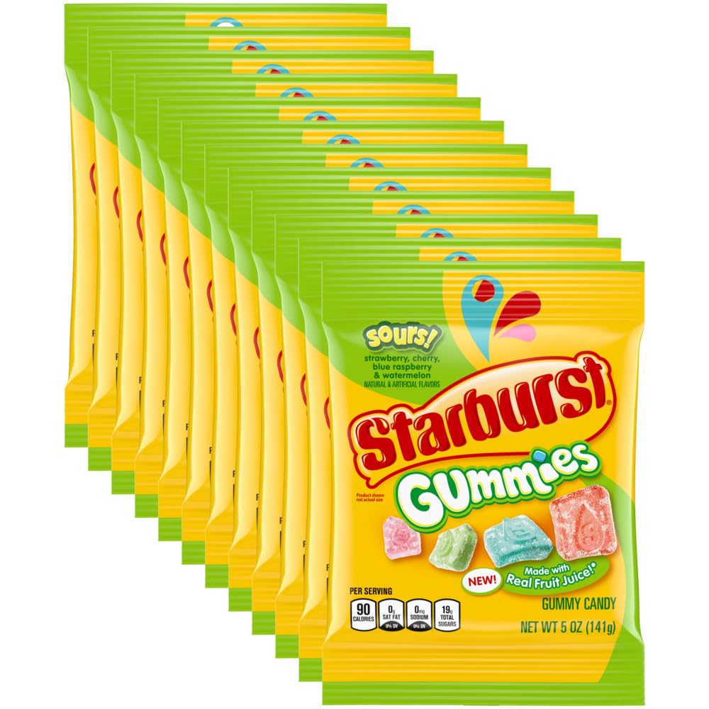 STARBURST Gummies Sours – 12 x 5 oz Bags | Bulk Sour Gummy Candy