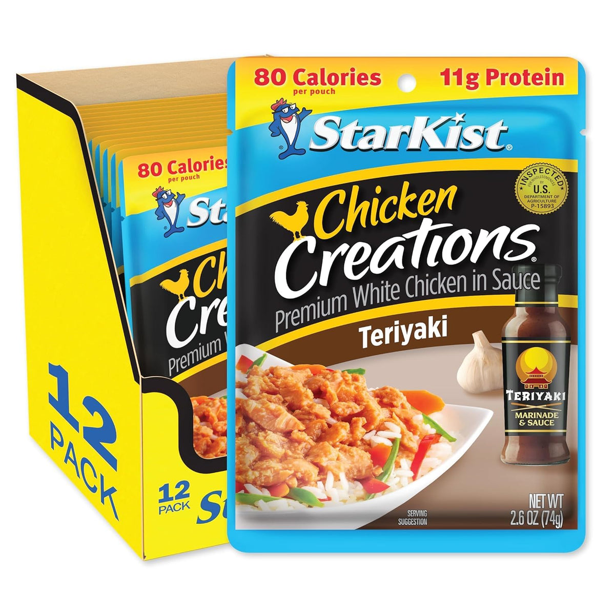 StarKist Chicken Creations Teriyaki Pouch – 12 Pack, Ready-to-Eat High-Protein White Meat