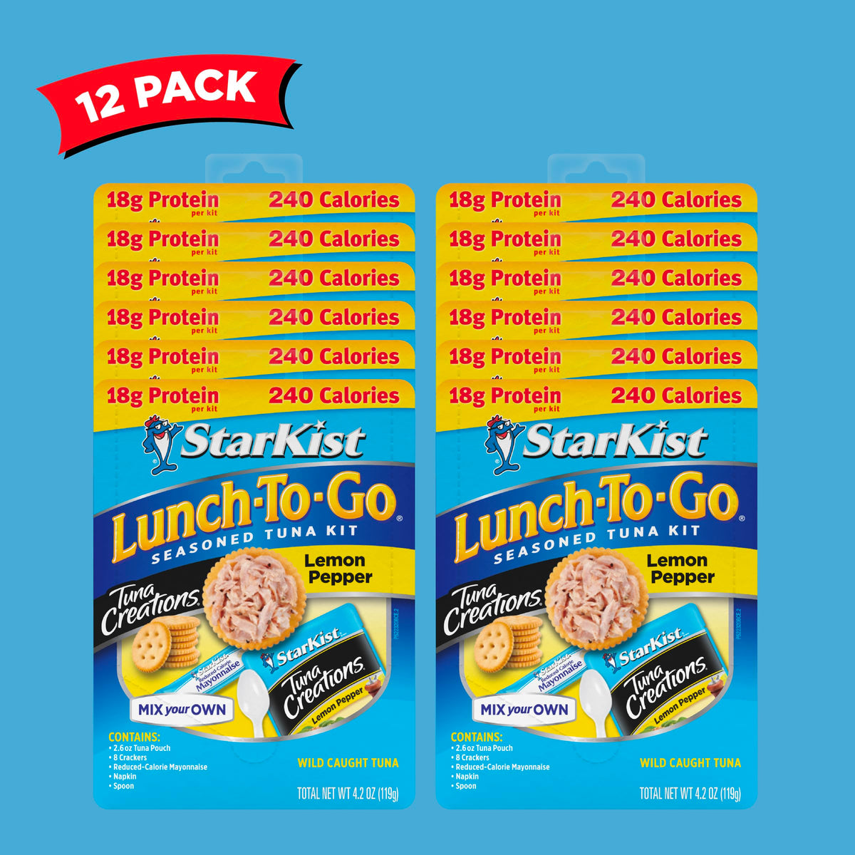 StarKist Lunch-To-Go Tuna Creations Lemon Pepper Kit – 4.2 oz Pouch, 12 Pack