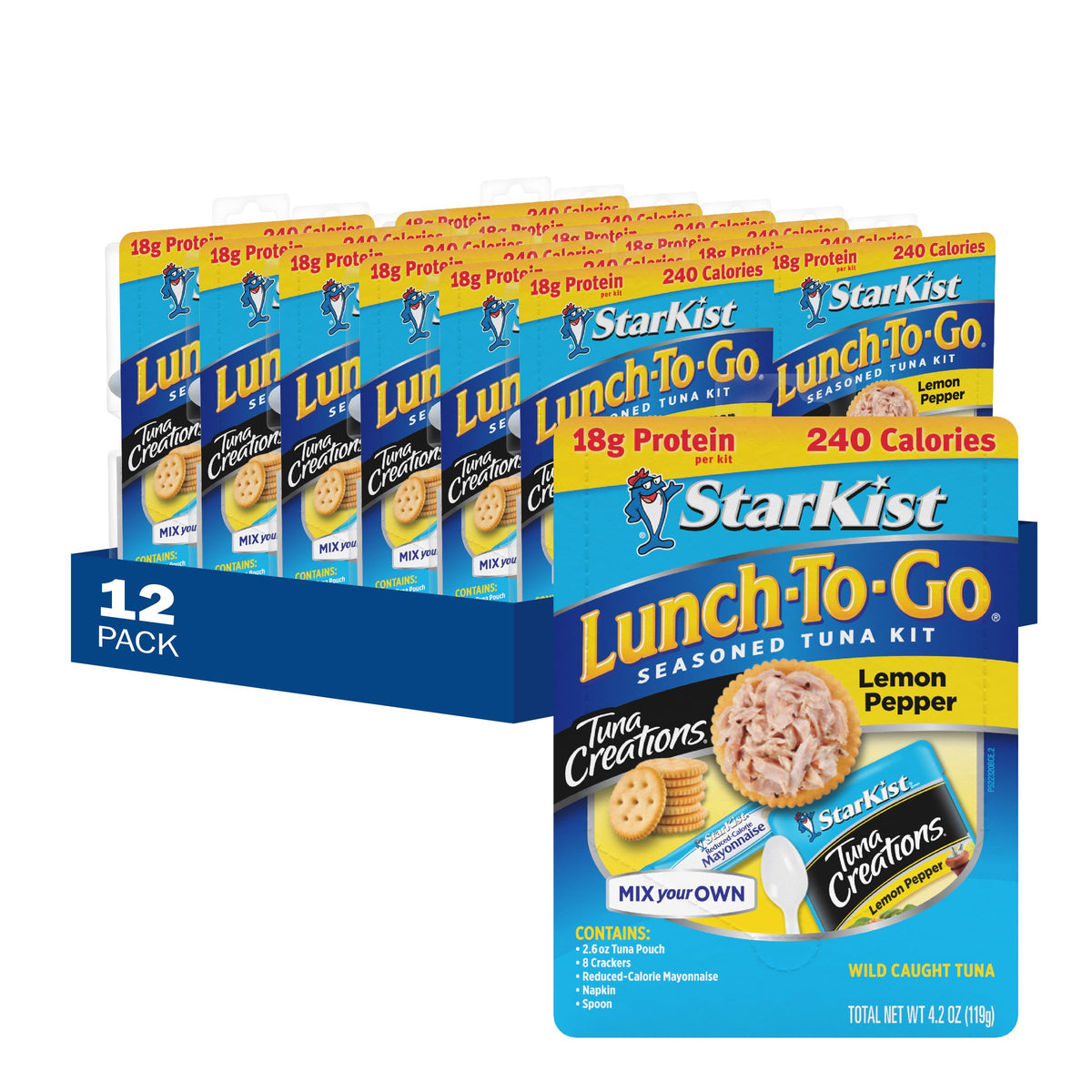 StarKist Lunch-To-Go Tuna Creations Lemon Pepper Kit – 4.2 oz Pouch, 12 Pack