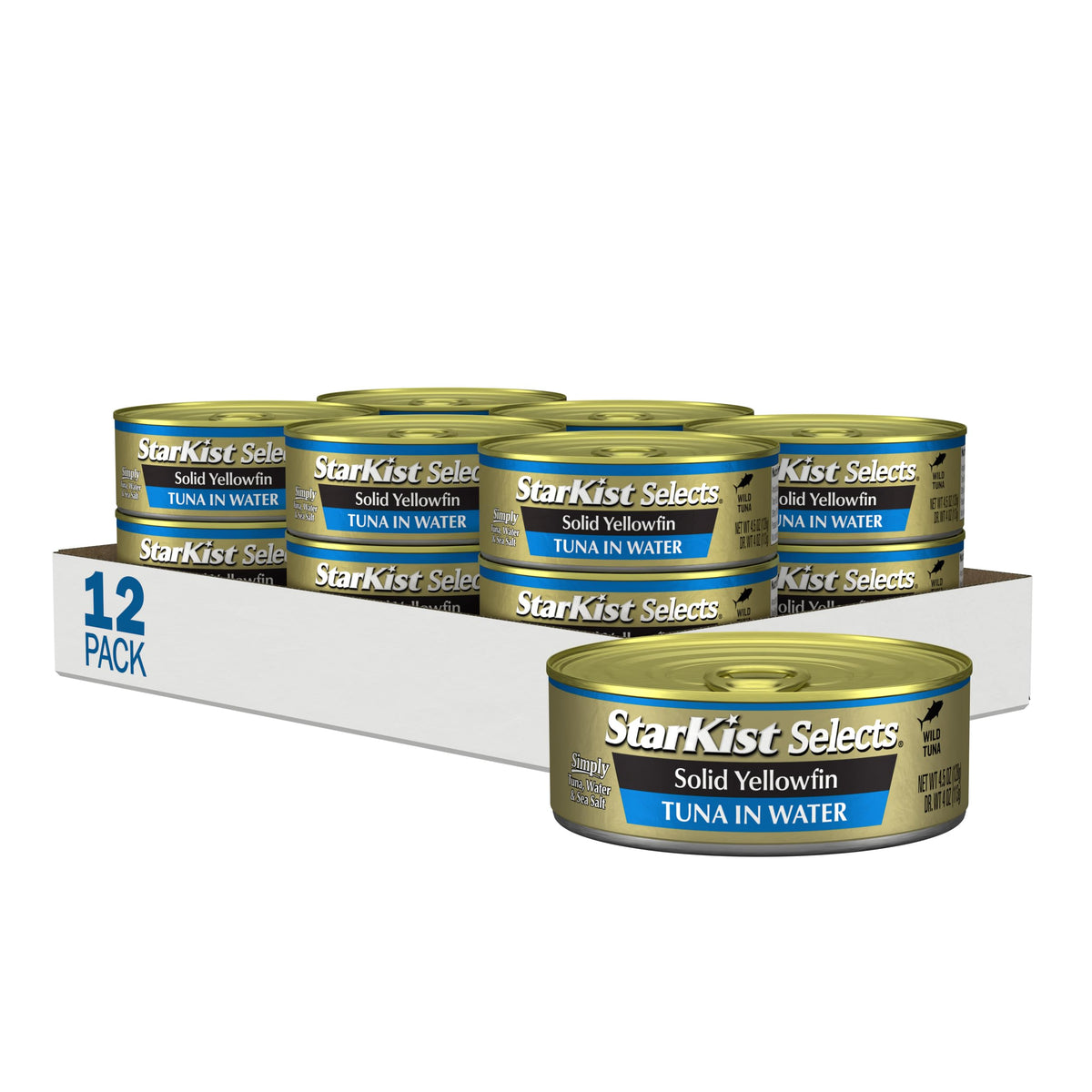 StarKist Solid Yellowfin Tuna in Water - 4.5 oz Can (12-Pack) | High-Protein, Non-GMO