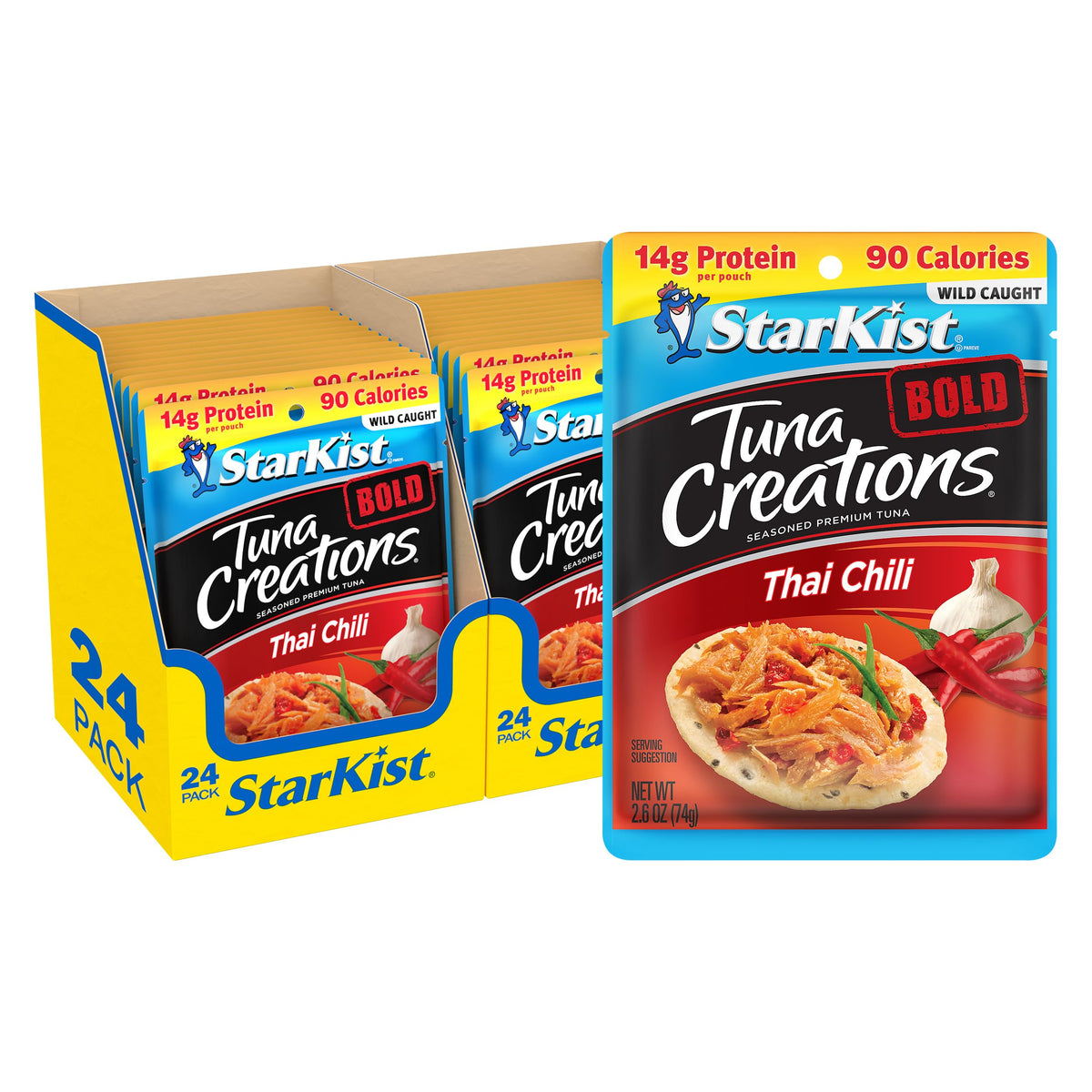 StarKist Tuna Creations BOLD Thai Chili Style Pouch – 24 Pack, Wild Caught, High Protein