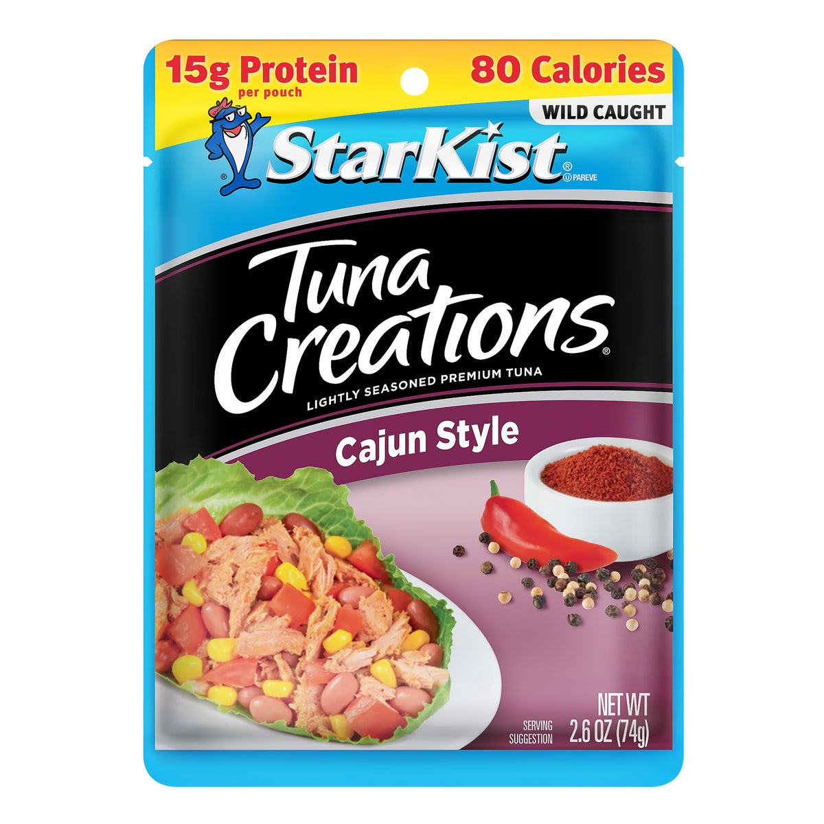StarKist Tuna Creations Cajun Style Pouch – 24 Pack, 2.6 oz Each | Wild Caught, High Protein