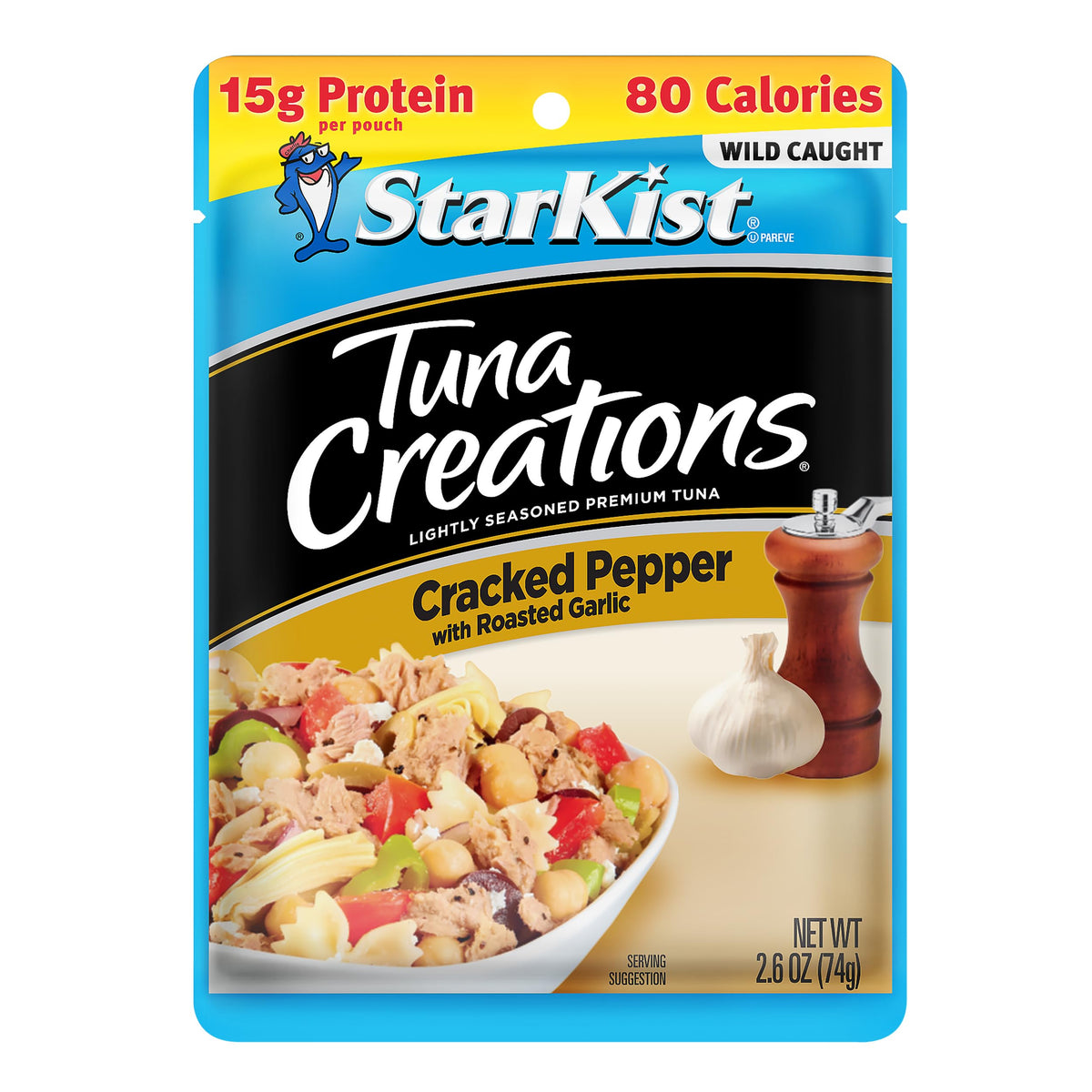 StarKist Tuna Creations Cracked Pepper with Roasted Garlic – 2.6 oz Pack of 24 | High Protein, Gluten & Soy Free, Ready to Eat