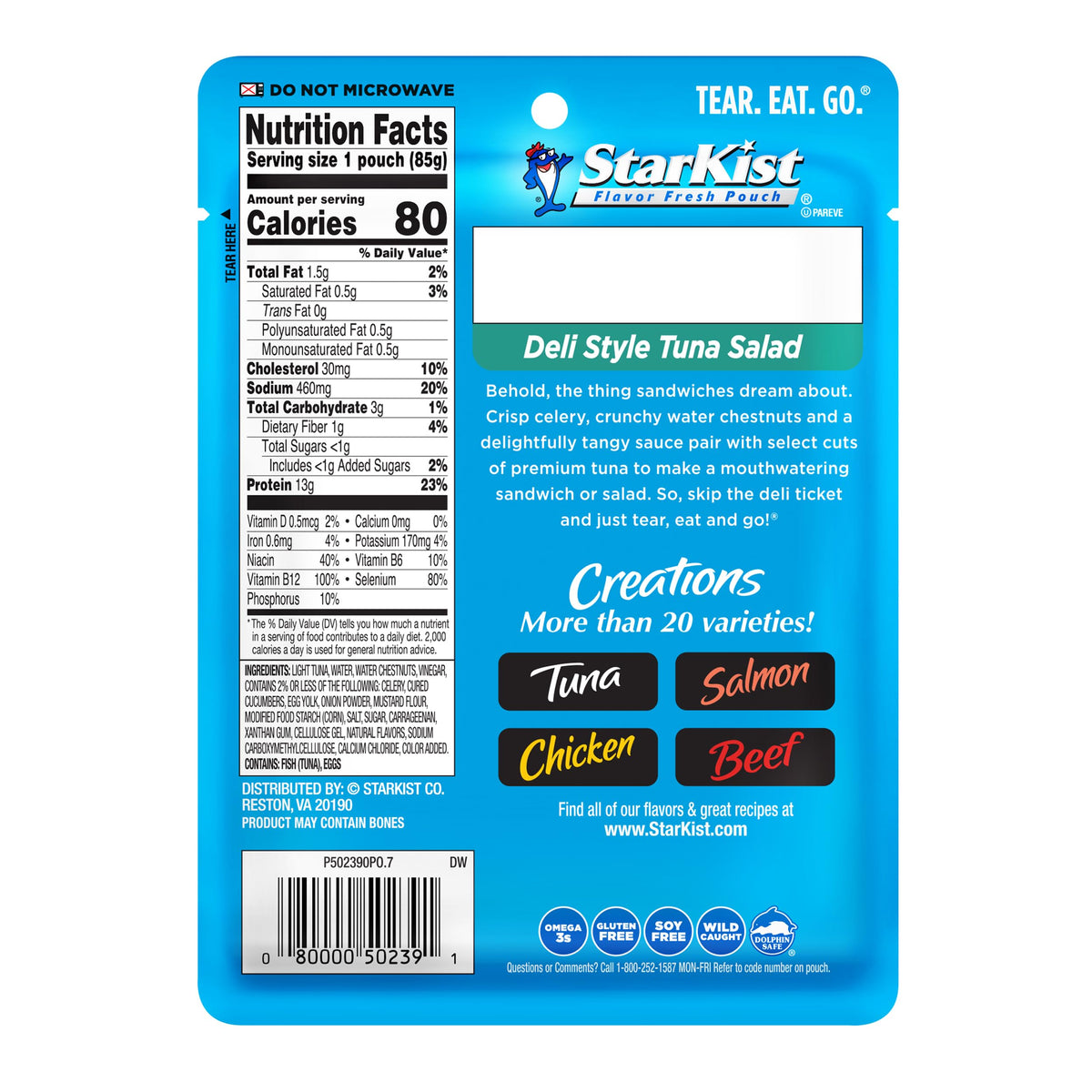 StarKist Tuna Creations Deli Style Tuna Salad Pouch – 3 oz, 24-Pack, Wild Caught, High Protein