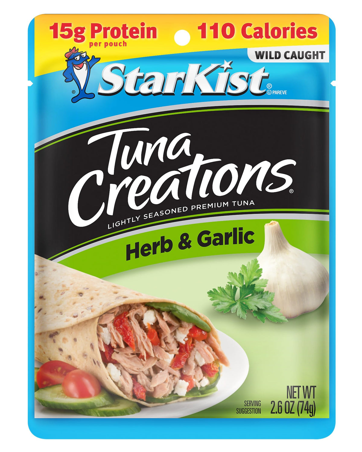 StarKist Tuna Creations Herb & Garlic Pouch (2.6 oz, 24-Pack) Wild Caught, High Protein Ready-to-Eat