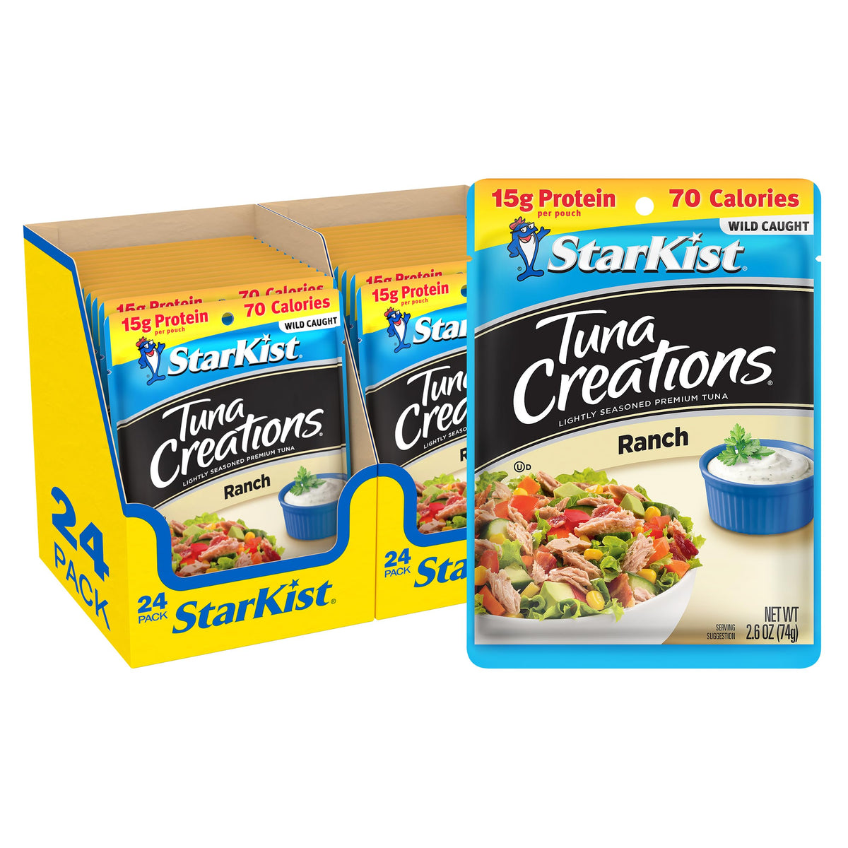 StarKist Tuna Creations Ranch Pouch – 24 Pack, Wild Caught, 15g Protein