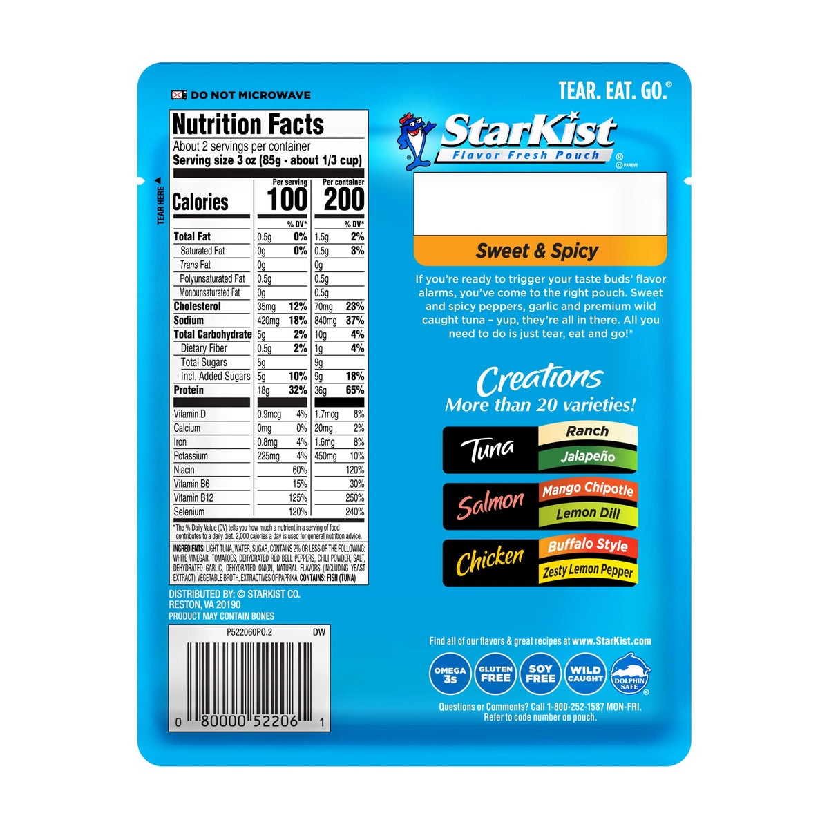 StarKist Tuna Creations Sweet & Spicy Pouch – 6 oz, 12 Pack